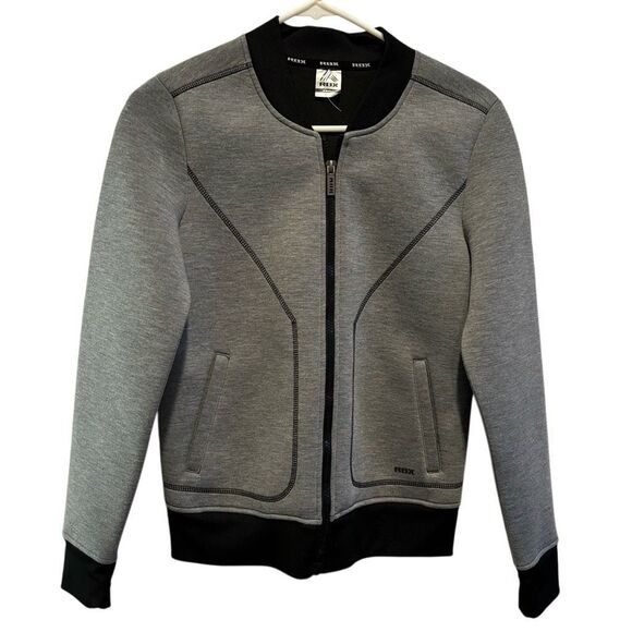 RBX Reebok Women’s Tempo Scuba Bomber Jacket Gray with Black Size Small - Picture 1 of 15